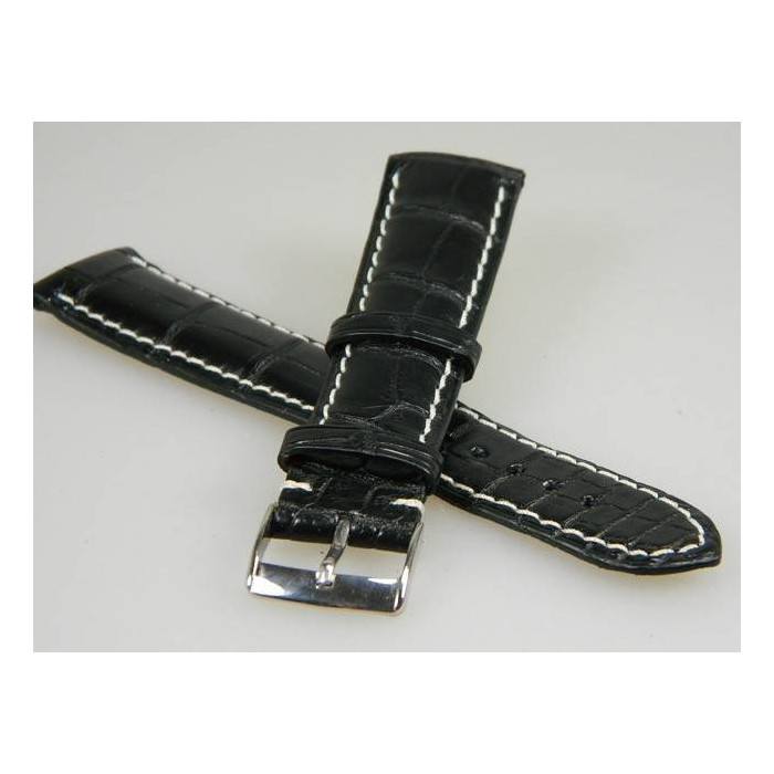 bracelet noir croco véritable 20/18