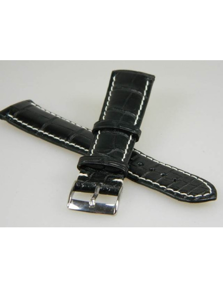 bracelet noir croco véritable 20/18