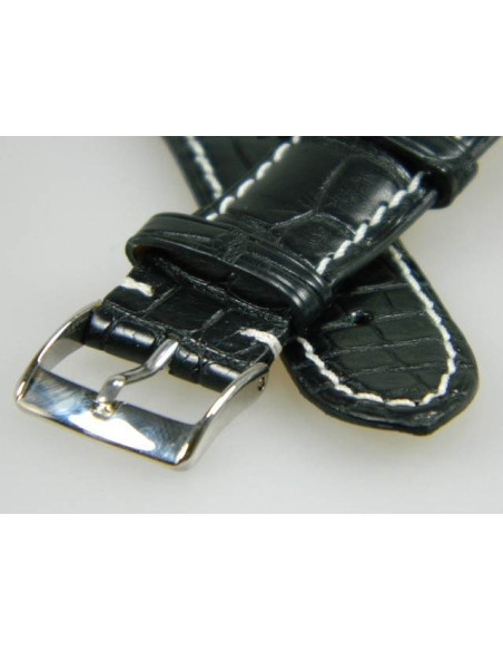 bracelet noir croco véritable 20/18