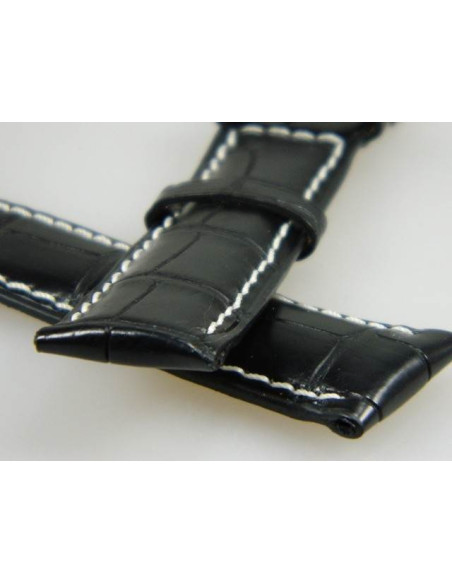 bracelet noir croco véritable 20/16