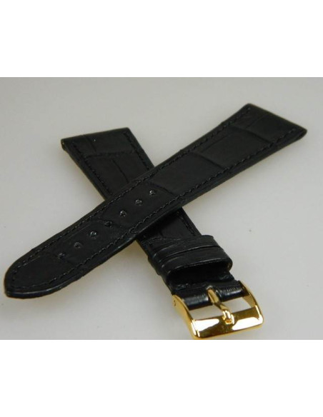 bracelet croco noir véritable 20mm