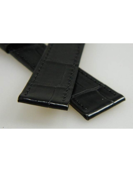 bracelet croco noir véritable 20mm