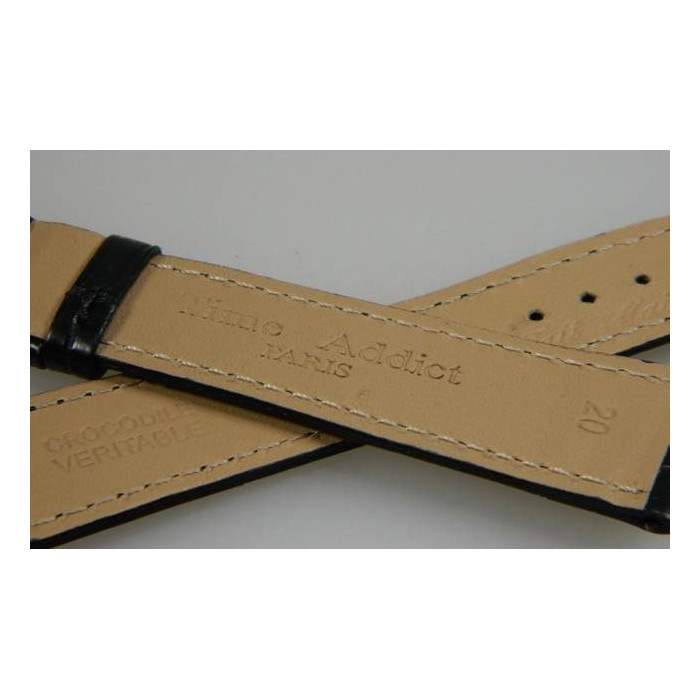 bracelet croco noir véritable 20mm