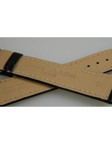 bracelet croco noir véritable 20mm