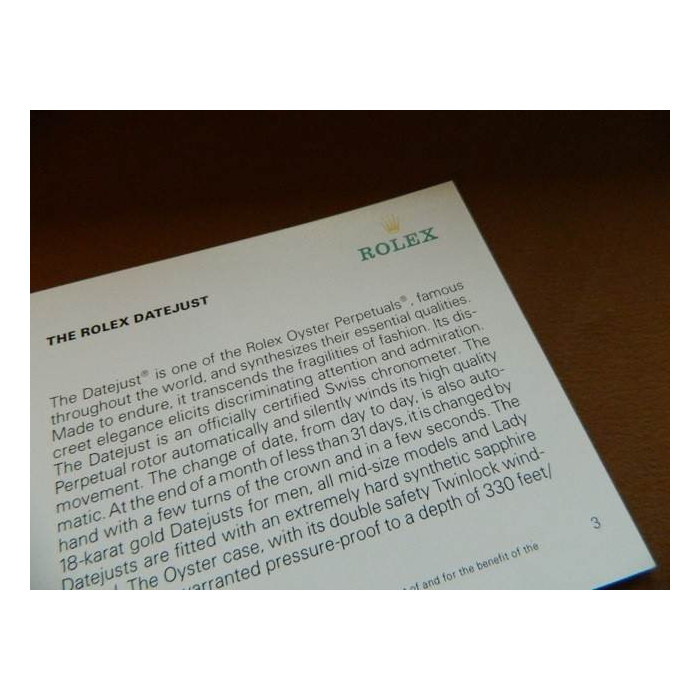 Livret d'instructions ROLEX DATEJUST