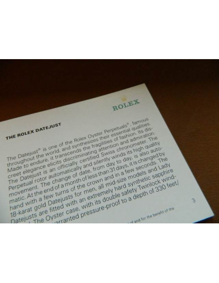 Livret d'instructions ROLEX DATEJUST