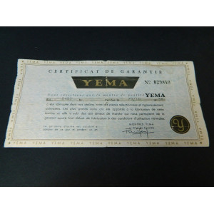 Yema Certificat de garantie 1958