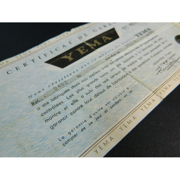 Yema Certificat de garantie 1958