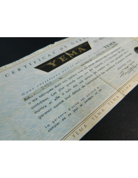 Yema Certificat de garantie 1958