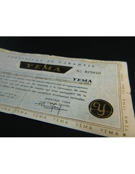 Yema Certificat de garantie 1958