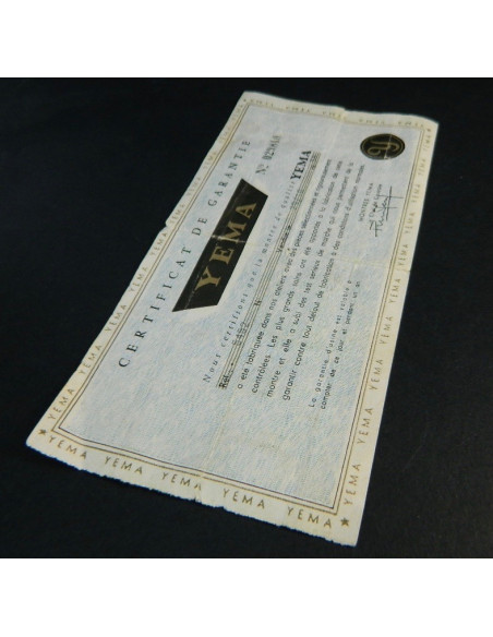 Yema Certificat de garantie 1958