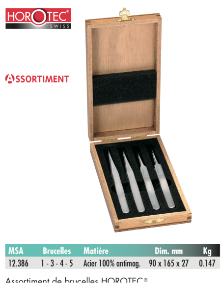 Horotec Assortiment de 4 brucelles - msa 12.386