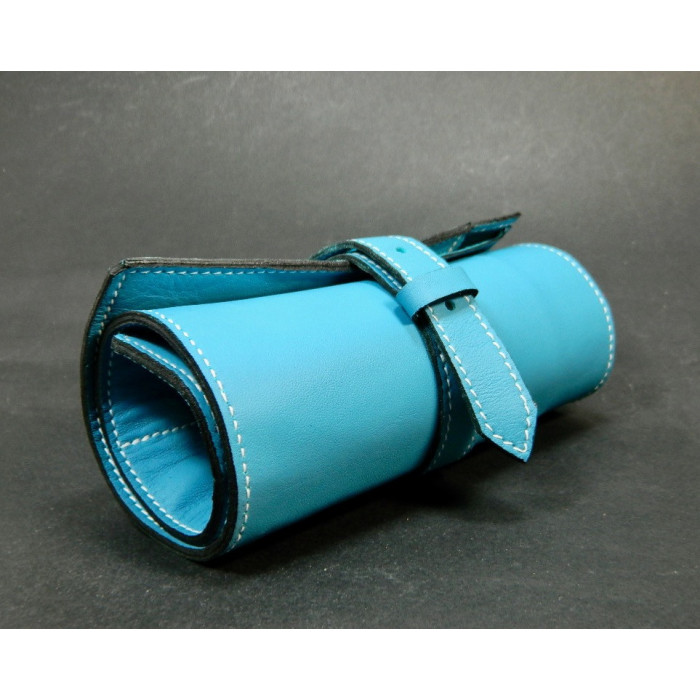 Marmotte Haut de gamme - cuir bleu - 6 montres