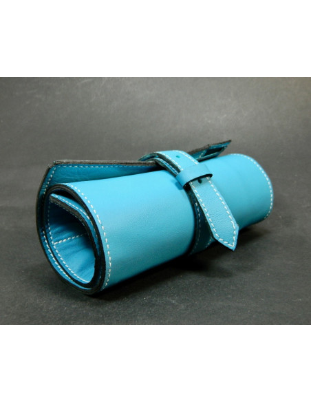 Marmotte Haut de gamme - cuir bleu - 6 montres