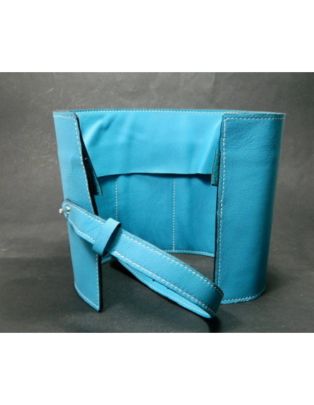 Marmotte Haut de gamme - cuir bleu - 6 montres