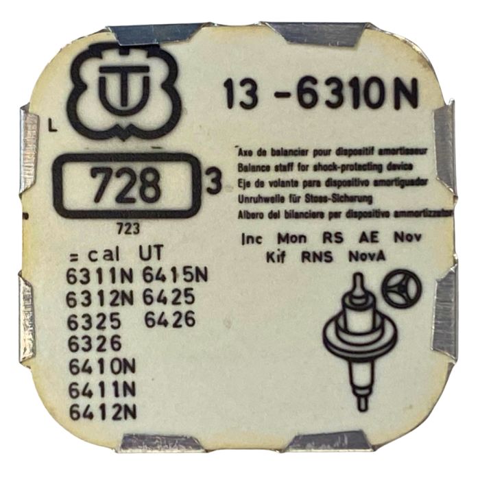 Unitas 6310 - 728 Axe de balancier pour dispositif amortisseur - Balance staff for shock-protecting device