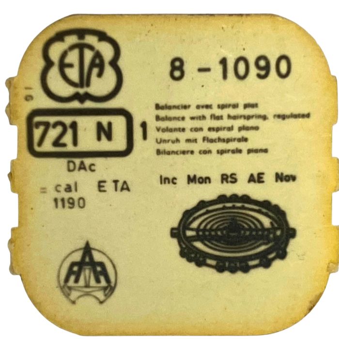 ETA 1090 - 721N Balancier avec spiral plat (à l'unité) - Balance with flat hairspring regulated (per unit)