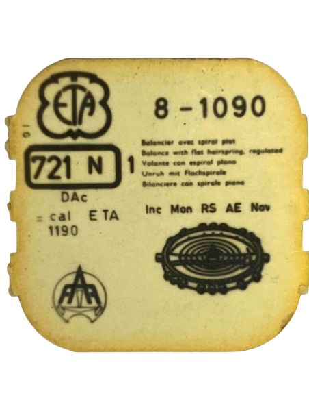 ETA 1090 - 721N Balancier avec spiral plat (à l'unité) - Balance with flat hairspring regulated (per unit)