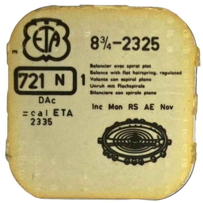 ETA 2325 - 721N Balancier avec spiral plat (à l'unité) - Balance with flat hairspring regulated (per unit)