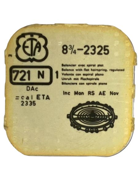 ETA 2325 - 721N Balancier avec spiral plat (à l'unité) - Balance with flat hairspring regulated (per unit)