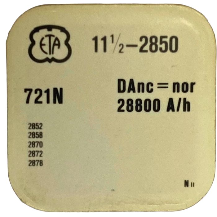 ETA 2850 - 721N Balancier avec spiral plat (à l'unité) - Balance with flat hairspring regulated (per unit)