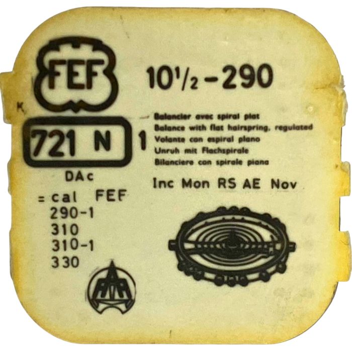 F.E.F 290 - 721N Balancier avec spiral plat (à l'unité) - Balance with flat hairspring regulated (per unit)
