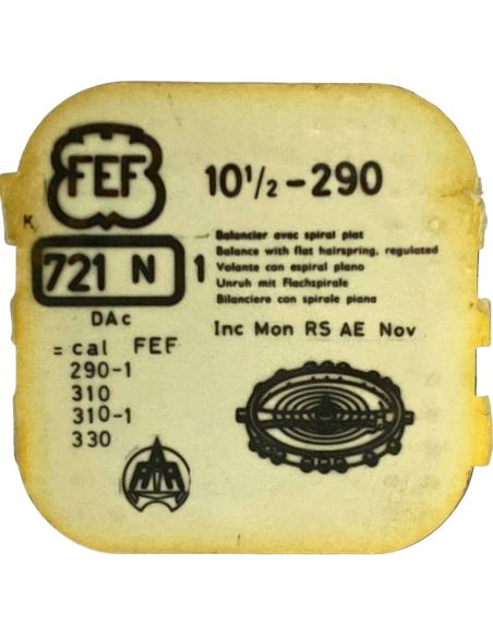 F.E.F 290 - 721N Balancier avec spiral plat (à l'unité) - Balance with flat hairspring regulated (per unit)