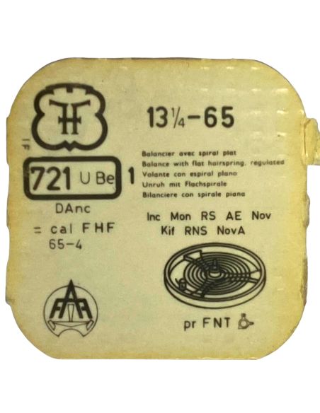 FHF 65 - 721 Balancier avec spiral plat (à l'unité) - Balance with flat hairspring regulated (per unit)