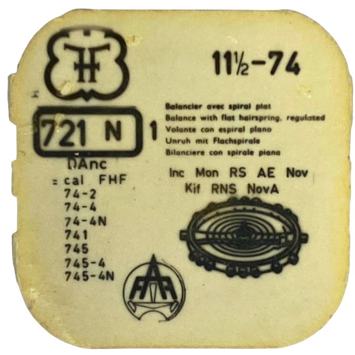 FHF 74 - 721N Balancier avec spiral plat (à l'unité) - Balance with flat hairspring regulated (per unit)