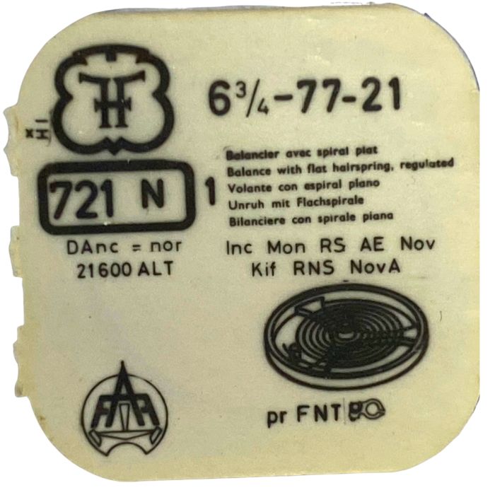 FHF 77-21 - 721N Balancier avec spiral plat (à l'unité) - Balance with flat hairspring regulated (per unit)