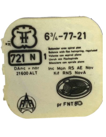 FHF 77-21 - 721N Balancier avec spiral plat (à l'unité) - Balance with flat hairspring regulated (per unit)