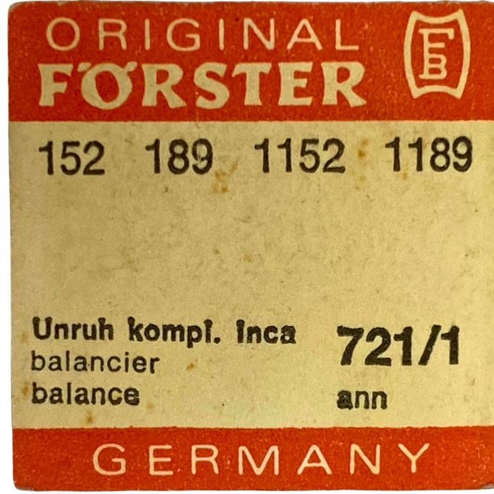 Förster 152 - 721 Balancier avec spiral plat (à l'unité) - Balance with flat hairspring regulated (per unit)