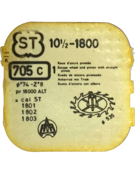 ST 1800 - 705 Roue d'ancre pivotée (à l'unité) - Escape wheel and pinion with straight pivots (per unit)
