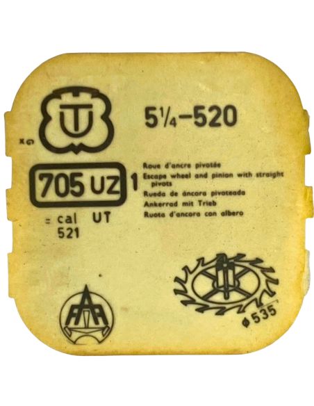 Unitas 520 - 705 Roue d'ancre pivotée (à l'unité) - Escape wheel and pinion with straight pivots (per unit)