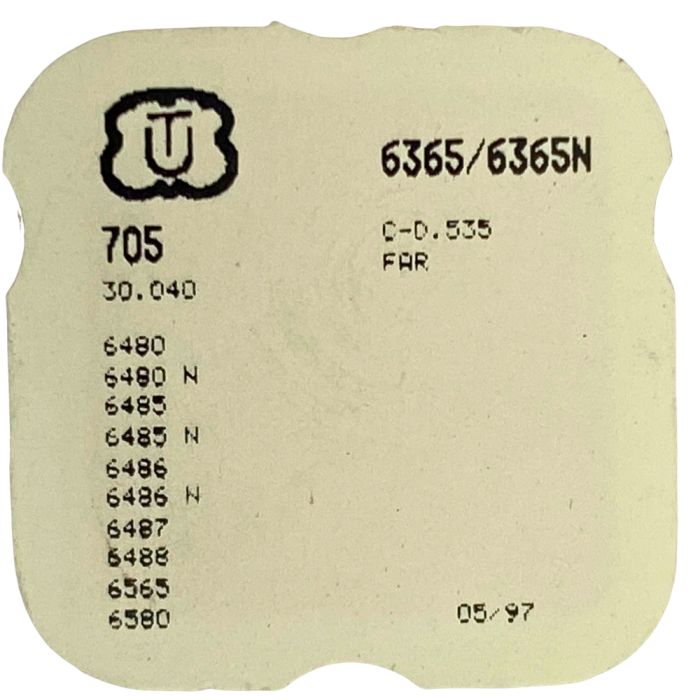 Unitas 6365/6365N - 705 Roue d'ancre pivotée (à l'unité) - Escape wheel and pinion with straight pivots (per unit)