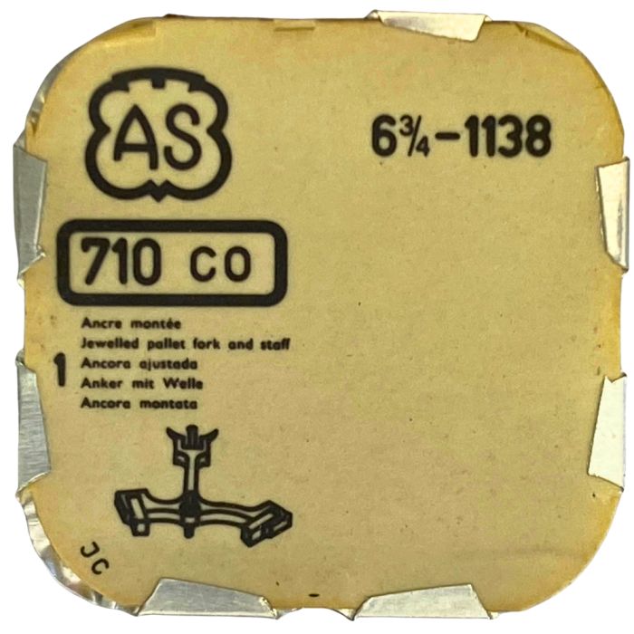 AS 1138 - 710 Ancre montée (à l'unité) - Jewelled pallet fork and staff (per unit)