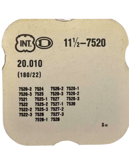 INT 7520 - 180/2 barillet avec arbre et ressort de freinage (à l'unité) - Barrel with arbor and brake spring (per unit)