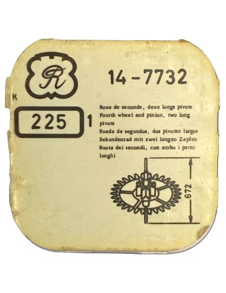 Valjoux 7732 - 225 Roue de seconde deux longs pivots - Fourth wheel an pinion two long pivots