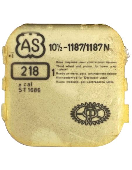 AS 1187/1187N - 218 Roue moyenne pour contre-pivot dessous (à l'unité) - Third wheel and pinion for lower end-piece (per unit)