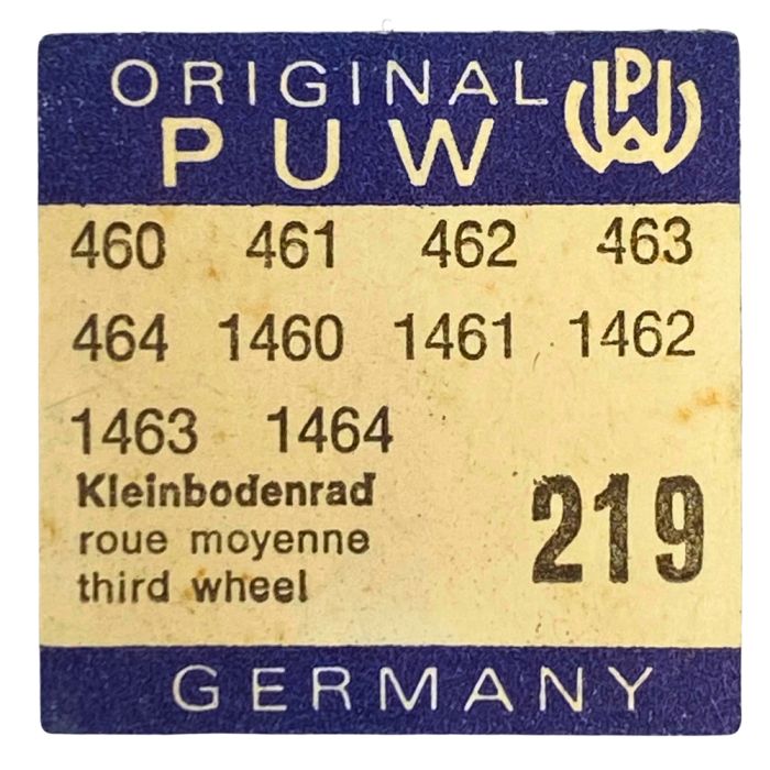 PUW 460 - 219 Roue moyenne pour deux contre-pivots (à l'unité) - Third wheel and pinion for two end-piece (per unit)
