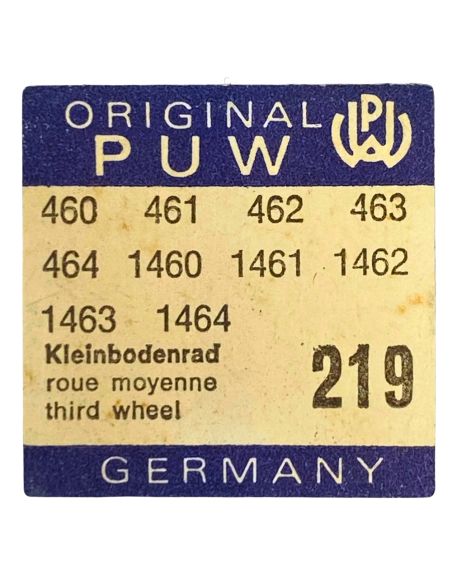 PUW 460 - 219 Roue moyenne pour deux contre-pivots (à l'unité) - Third wheel and pinion for two end-piece (per unit)
