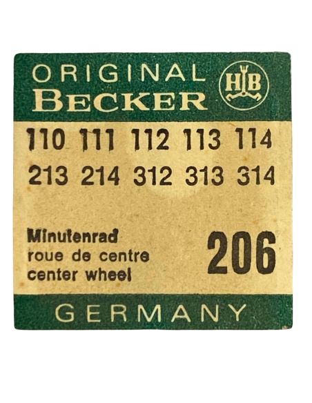 Becker 110 - 206 Roue de centre percée sans chaussée (à l'unité) - Center wheel and pinion drilled without cannon pinion (per un