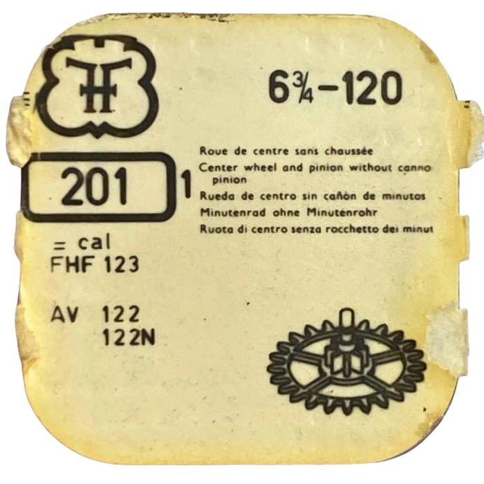 FHF 120 - 201 Roue de centre sans chaussée (à l'unité) - Center wheel and pinion without cannon pinion (per unit)
