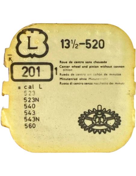 Landeron 520 - 201 Roue de centre sans chaussée (à l'unité) - Center wheel and pinion without cannon pinion (per unit)