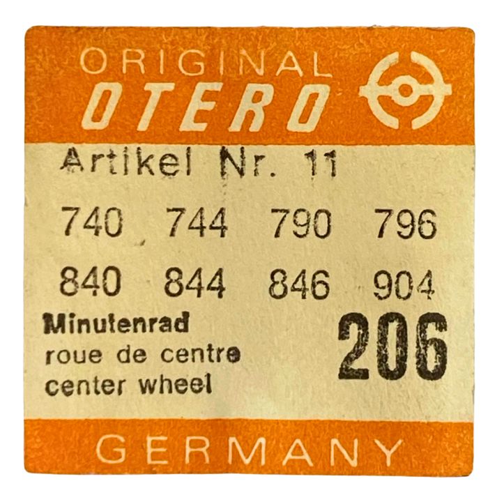 Otero 740 - 206 Roue de centre percée sans chaussée (à l'unité) - Center wheel and pinion drilled without cannon pinion (per uni