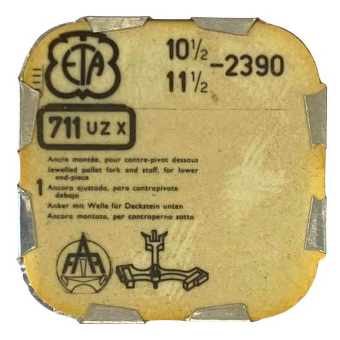 ETA 2390 - 711 Ancre montée pour contre pivot dessous (à l'unité) - Jewelled pallet fork and staff for lower end piece (per unit