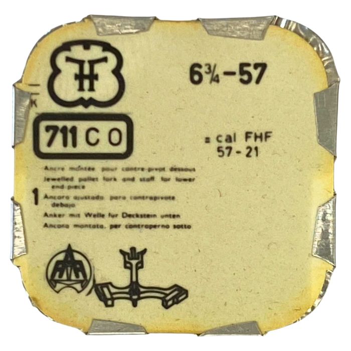 FHF 57 - 711 Ancre montée pour contre pivot dessous (à l'unité) - Jewelled pallet fork and staff for lower end piece (per unit)