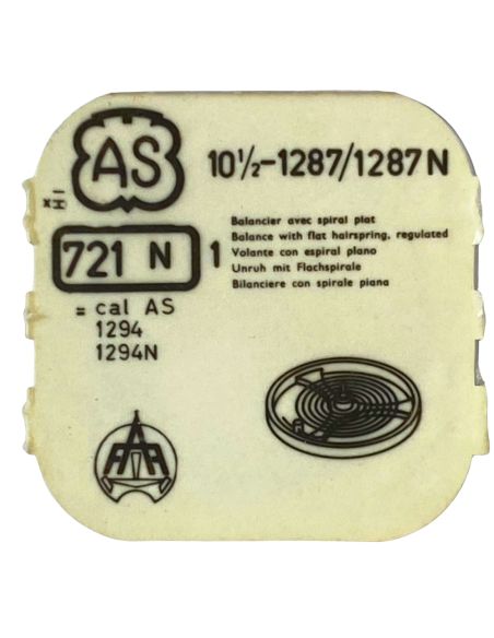AS 1287/1287N - 721 Balancier avec spiral plat (à l'unité) - Balance with flat hairspring regulated (per unit)