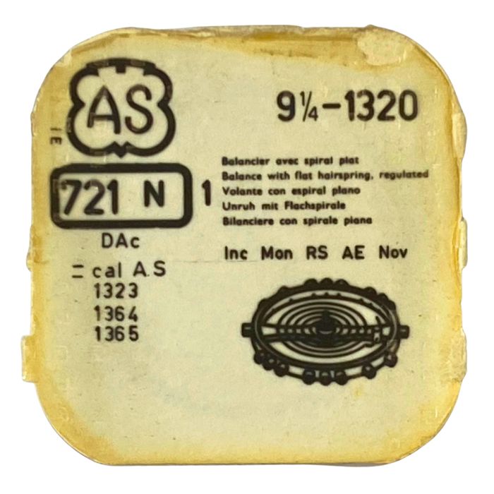 AS 1320 - 721 Balancier avec spiral plat (à l'unité) - Balance with flat hairspring regulated (per unit)
