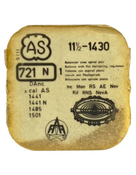 AS 1430 - 721 Balancier avec spiral plat (à l'unité) - Balance with flat hairspring regulated (per unit)